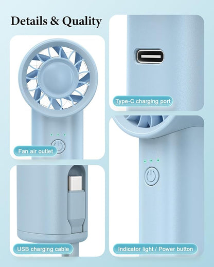 Portable Handheld Fan with Power Bank, 3 IN 1 USB Rechargeable Mini Personal - Image 7