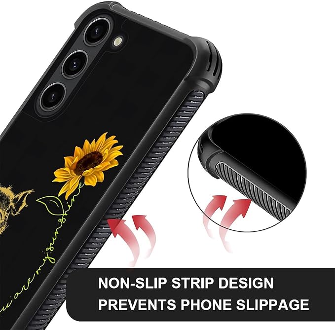 for Samsung Galaxy S23 Case, Pig Sunflower Yellow Sunshine Pattern Graphic - Image 4