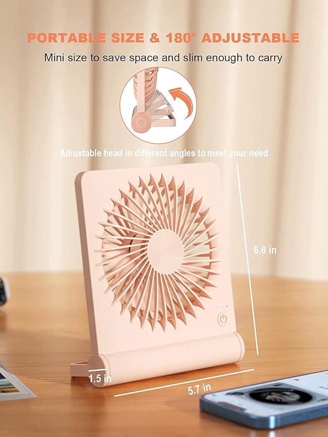 Small Desk Fan, Rechargeable USB Fan Battery Operated, Ultra Quiet, Strong Wind - Image 4