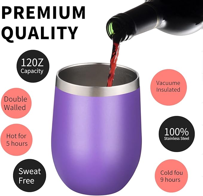 12oz/6 Pack Wine Tumbler Glasses - Image 4
