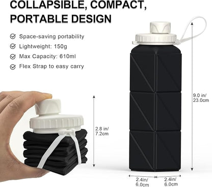 BEAUTAIL Collapsible Water Bottles 20.6oz, Silicone Foldable Portable Travel - Image 3