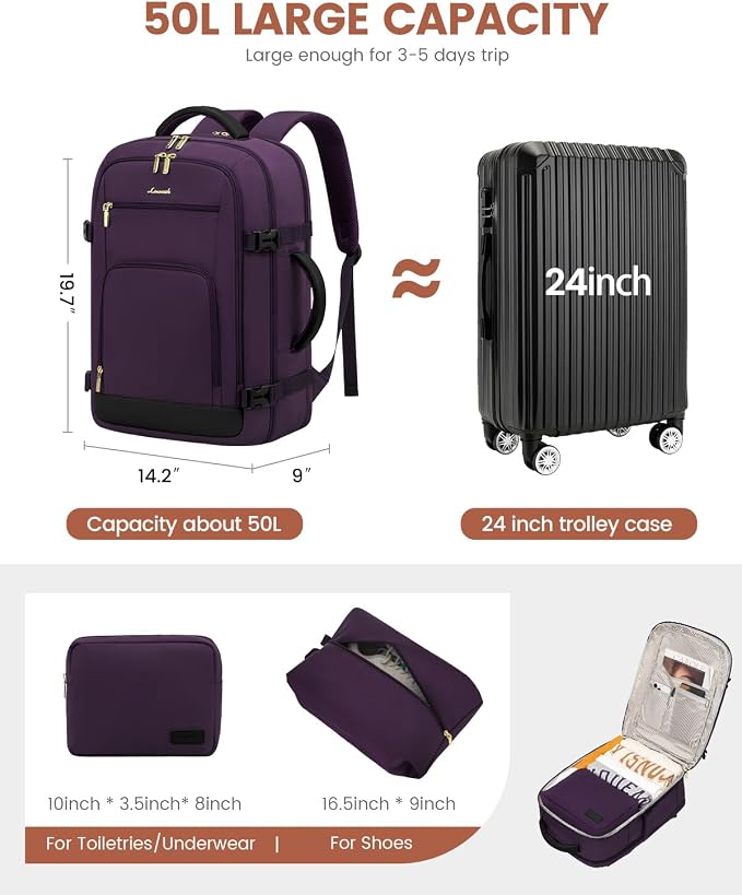 LOVEVOOK Carry On Travel Backpack - Image 2
