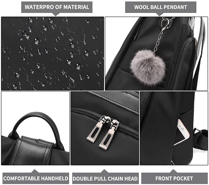 PINCNEL Women Backpack Purse Waterproof Nylon Anti-theft Rucksack Lightweight - Image 7
