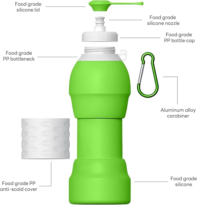 Collapsible Lightweight 20oz Water Bottle, Food-Grade Silicone BPA Free - Image 7
