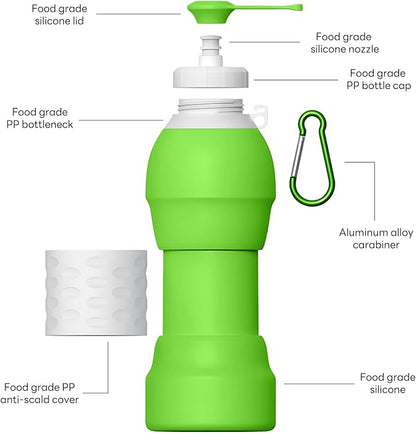 Collapsible Lightweight 20oz Water Bottle, Food-Grade Silicone BPA Free - Image 7