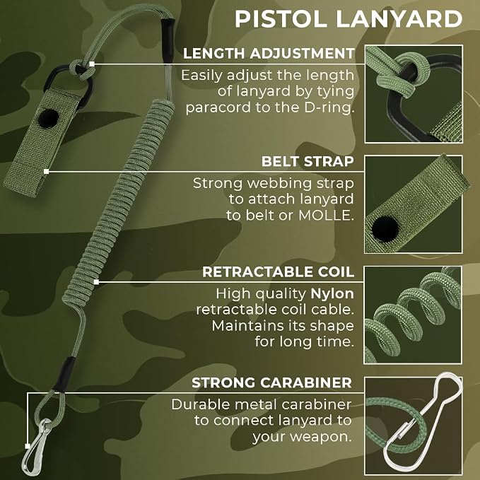 TECEUM Tactical Pistol Lanyard – 3+ Colors – Equipment Accessories - Image 2