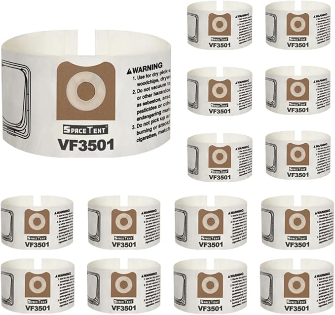 SpaceTent 15 Pack VF3501 Shop Vac Bags Size C, compatible by SpaceTent