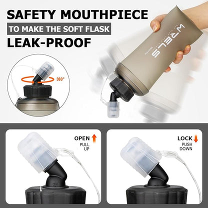 WRELS 350ml/500ml TPU Soft Water Bottles BPA Free Collapsible Soft Flask - Image 4