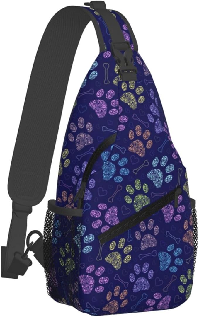 Dog Paw Sling Bag For Women Men Cute Footprint Backpack Crossbody Shoulder Bag - Image 2