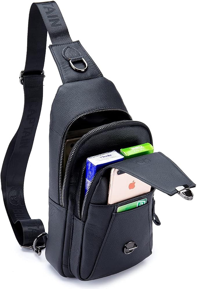 Hebetag Leather Sling Bag Crossbody Backpack - Image 5