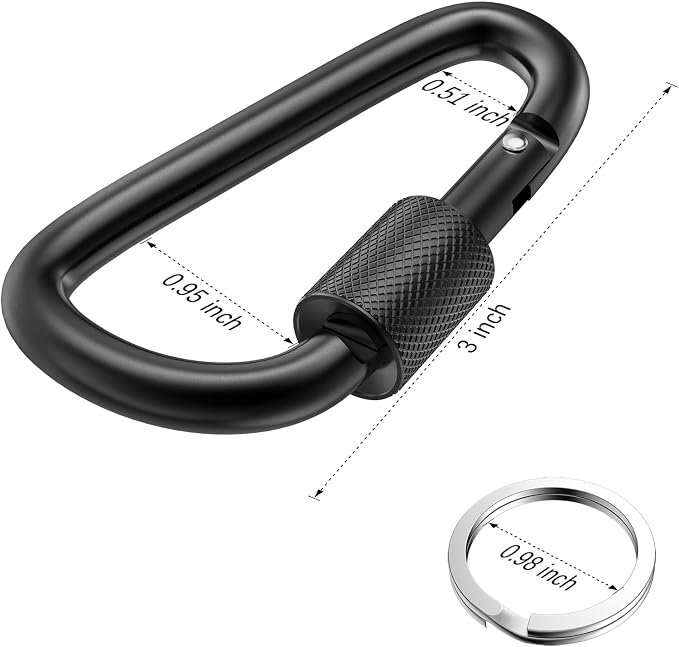 sprookber 3" Locking Carabiners | Keychain Carbineers D Ring Key Clip Spring - Image 2