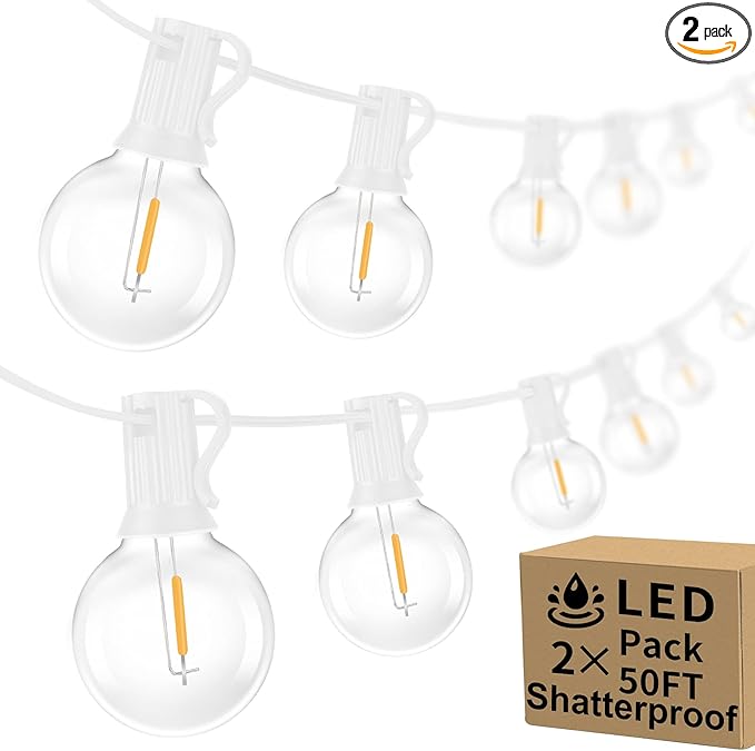 100ft Outdoor G40 LED Globe String Lights Dimmable Shatterproof Waterproof by BestChoiceforYourLife