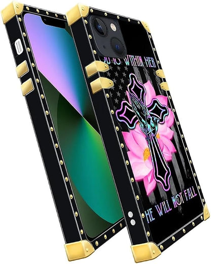 Compatible with iPhone 13 Case, Praying Cross Hands Luxury Golden Decoration - Image 3