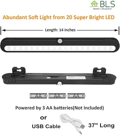 BLS T01LB LED Closet Light Super Bright 20 LED Under Cabinet Lighting Battery - Image 3