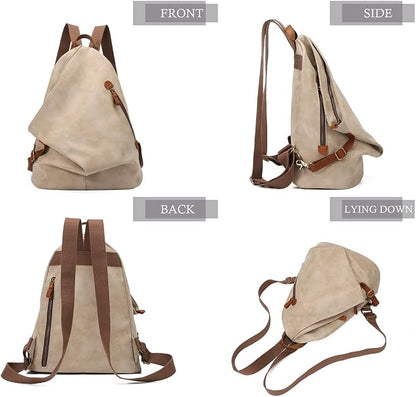 KL928 PU Leather Vintage Backpack – Large Casual Daypack Outdoor Travel - Image 9