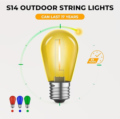 GvvooHome 15 Pack S14 Colored LED String Light Bulbs, 1W Plastic Shatterproof - Image 5