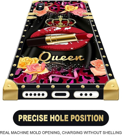 Compatible with iPhone XR Case, Queen Lip Crown Leopard Print Luxury Golden - Image 5