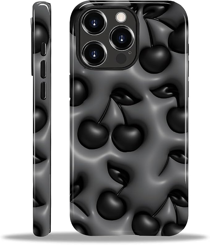 for iPhone 12 Pro Max Case, HL2 Cute Cool Cherry Black Hybrid 2 Layer Hard by Unknown