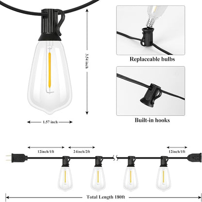 Brightever Outdoor String Lights 180FT, Patio Lights - Image 3