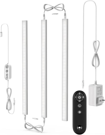 Remote Control Under Cabinet Led Light Plug in, Dimmable Daylight White 4500K by ASOKO