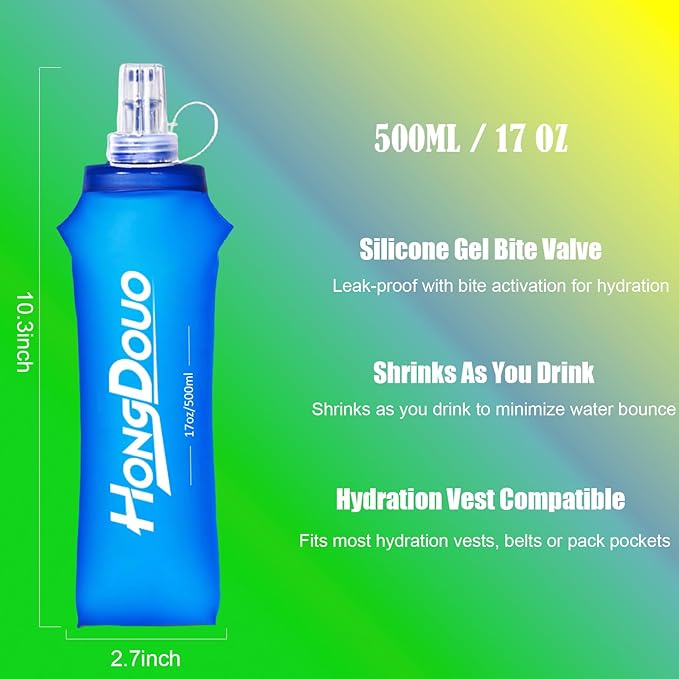 2PCS Running Vest Soft Flask, BPA-Free Soft Flasks 17oz/500ml TPU Collapsible - Image 2