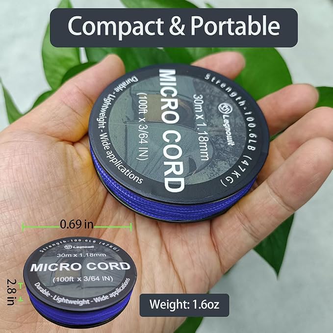 Micro Paracord, 1.18mm x 100ft Thin Mini Utility Braided Small Paracord - Image 3