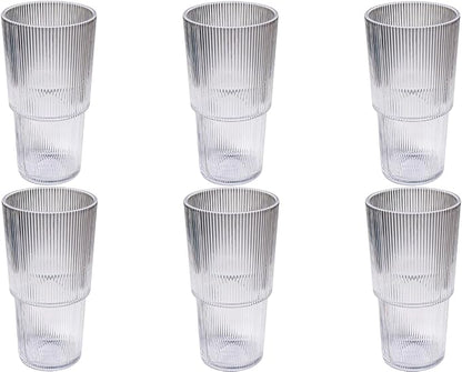 Fine Ribbed 22 oz Durable Acrylic Jumbo Drinking Glasses, Shatter-Resistant and - Image 2