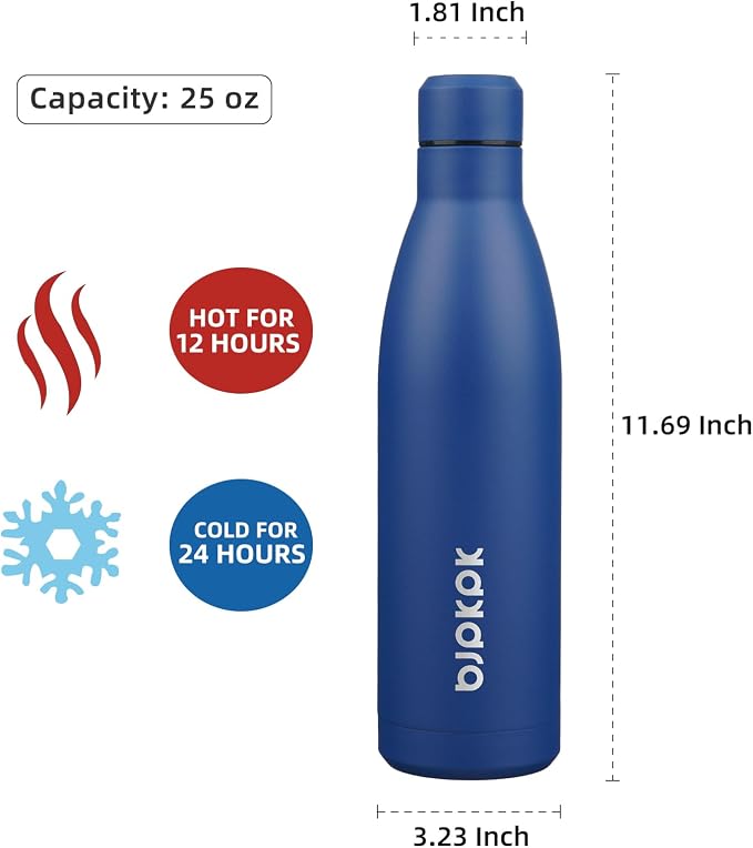 BJPKPK 25oz Insulated Water Bottle Double Wall Vacuum Insulated Stainless Steel - Image 2