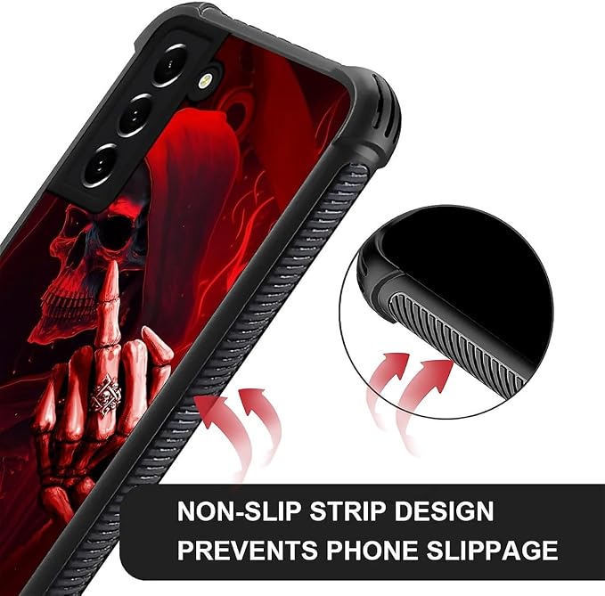for Samsung Galaxy S21 FE Case, Gestures Funny Skull Pattern Graphic Design - Image 6