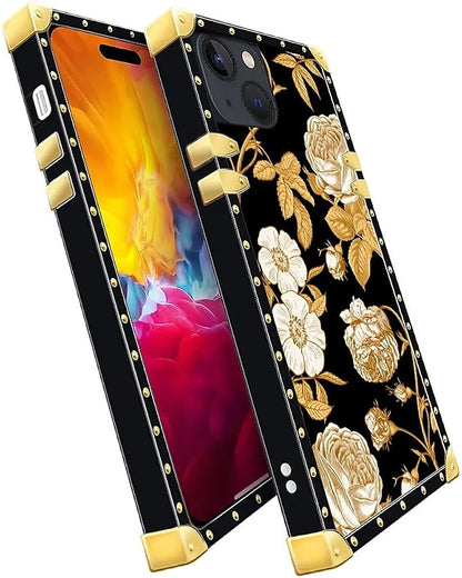 Compatible with iPhone 15 Case, Blooming Rose Golden Flower Luxury Golden - Image 3