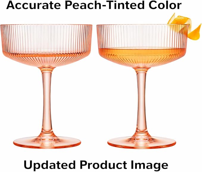 Khen Shatterproof Acrylic Ribbed Vintage Art Deco Coupe Glasses | Set of 4 | - Image 3