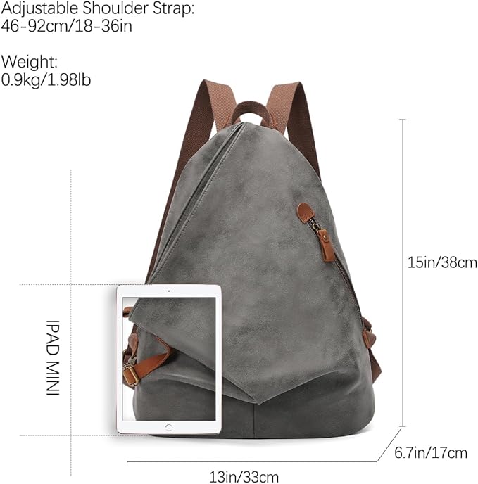 KL928 PU Leather Vintage Backpack – Large Casual Daypack Outdoor Travel - Image 2