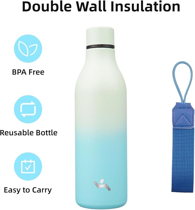 Insulated Water Bottle with Strap, 25 oz Double Wall Stainless Steel Vacuum - Image 3