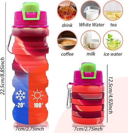 Silicone Collapsible Water Bottles, 16oz 500ml Portable Foldable Expandable - Image 2