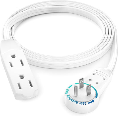 Maximm Cable 4 Ft 360° Rotating Flat Plug Extension Cord, 16/3 AWG Multi 3 by MaximmCable