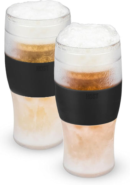 Host FREEZE Beer Glasses, Frozen Beer Mugs, Freezable Pint Glass Set, Insulated by HOST