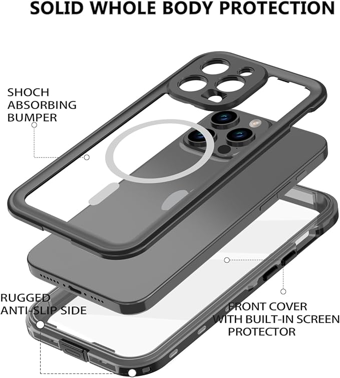 for iPhone 15 Pro Max Case Waterproof, Shockproof Dustproof IP68 Waterproof - Image 2