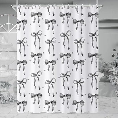 Grey and White Bow Shower Curtain - Image 3
