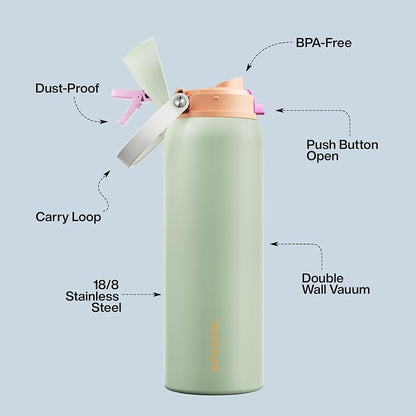Insulated Water Bottle with Straw - Image 4