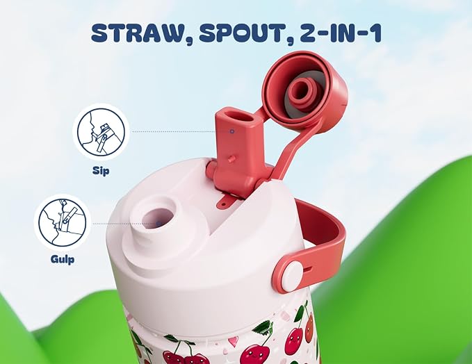 12 oz Kids Water Bottle for Girls: Leakproof, Durable Straw Spout Lid, 24H Cold - Image 6