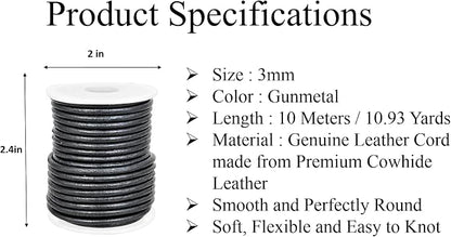 GENIQUE Real/Genuine Round Leather String Cord - Image 2