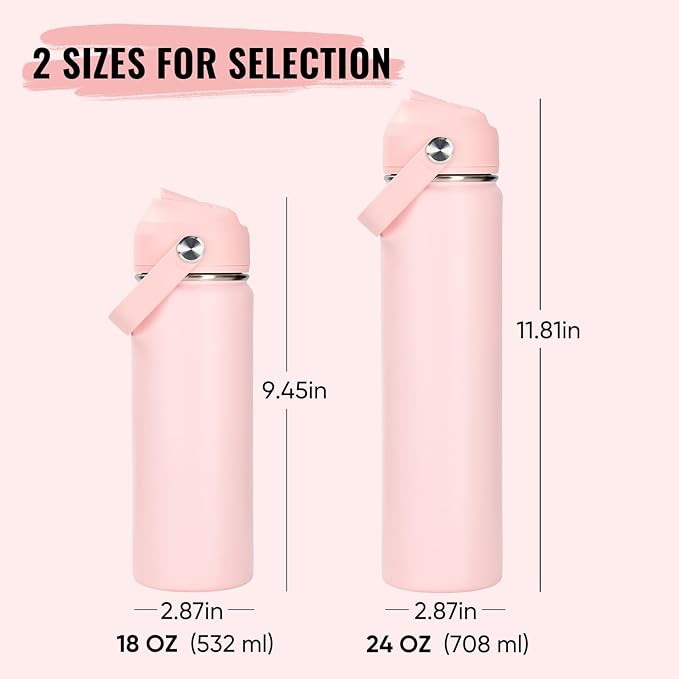 Fijinhom 24oz Insulated Stainless Steel Water Bottle, Wide Mouth Double Wall - Image 2