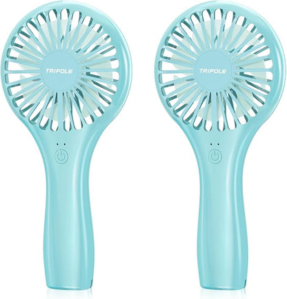 TriPole 2 Pack Handheld Mini Portable Fans Blue, Rechargeable Battery Operated by TriPole