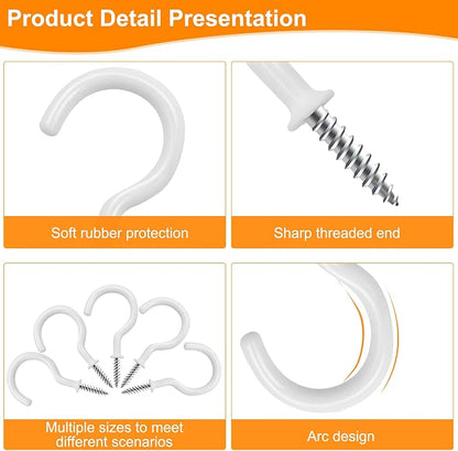 Cup Screw Hooks, 3/4 inch Vinyl Coated Ceiling160 Pack Screw in Hooks Plant - Image 4