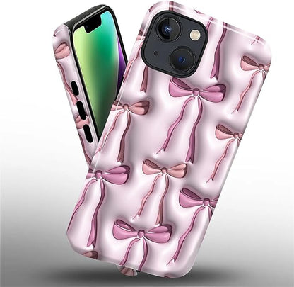 for iPhone 14 Plus Case, HL2 Abstract Ribbons Bows Hybrid 2 Layer Hard Shell - Image 2