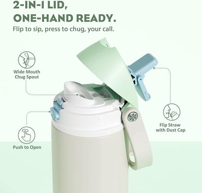POWCAN 18 oz Steel Insulated Water Bottle: 2-in-1 Push-Button Spout & Flip - Image 2