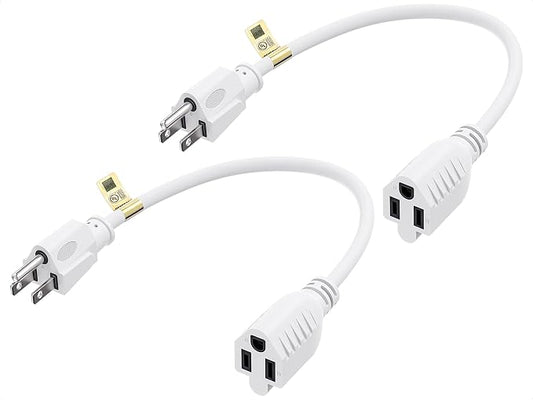 Cable Matters 2-Pack 16 AWG Heavy Duty 13A Short Power Extension Cord - 1ft by CableMatters