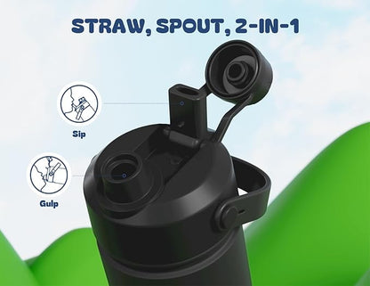 12 oz Kids Leakproof Water Bottle: 2-in-1 Straw Spout Lid, Easy Carry, Keep - Image 3