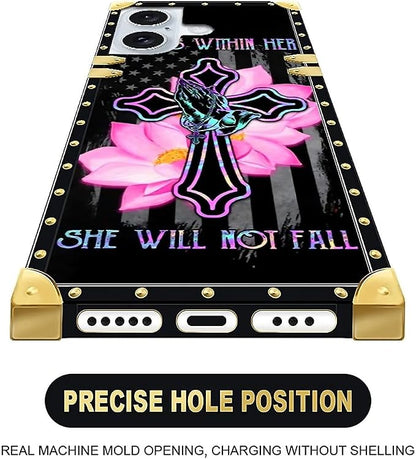 Compatible with iPhone 16 Plus Case, Praying Cross Hands Luxury Golden - Image 4