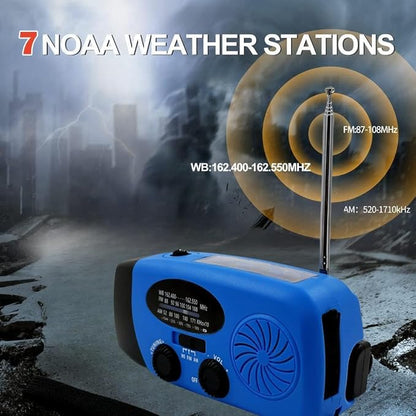 2000mAh Weather Emergency Radio, Portable Solar AM/FM/NOAA Hand Crank Radio - Image 8
